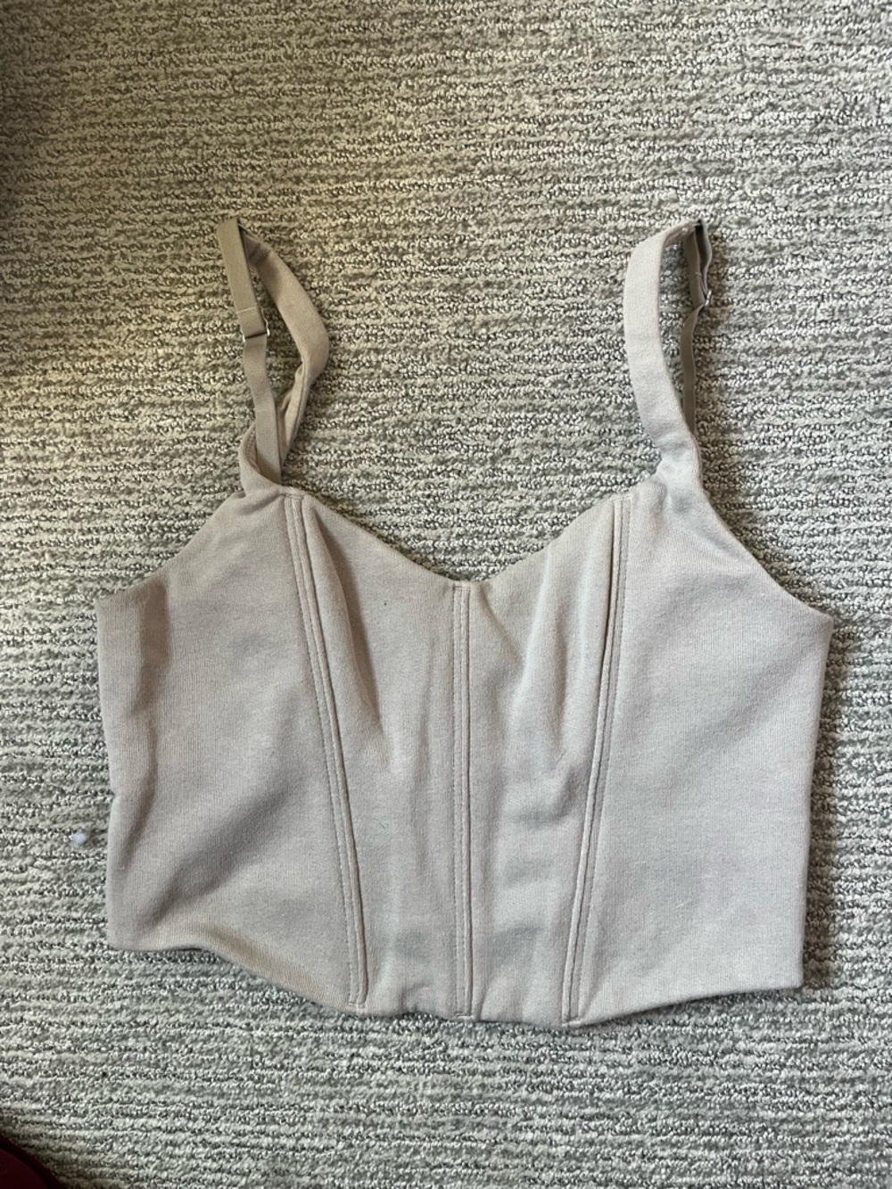 Gilly Hicks Neutral Beige Corset-Style Crop Top